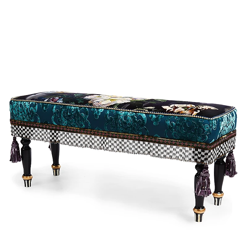 Mackenzie-Childs Moonlight Garden Floral Scuttlebutt Bench
