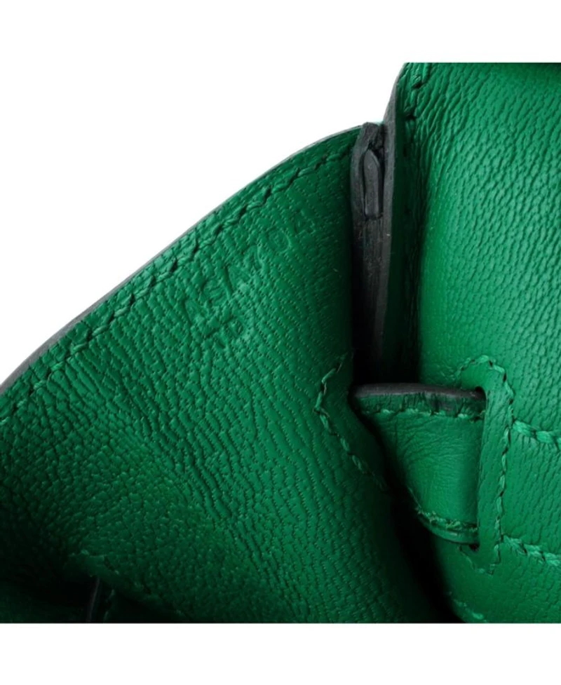 Birkin 30 Handbag Green Ostrich with Palladium Hardware