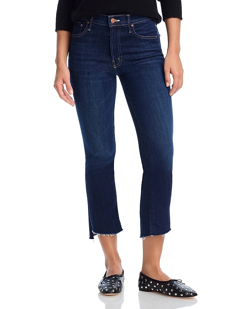 Mother Petites Lil' Insider High Rise Cropped Straight Jeans