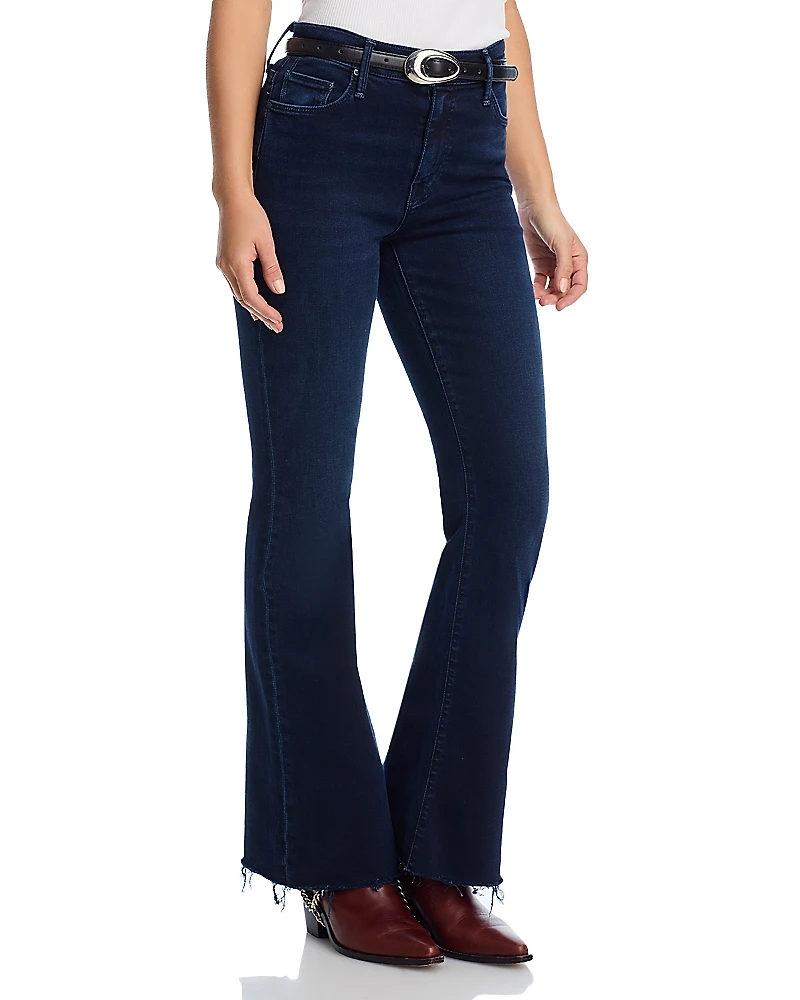 Mother Petites Lil Weekender High Rise Flared Jeans