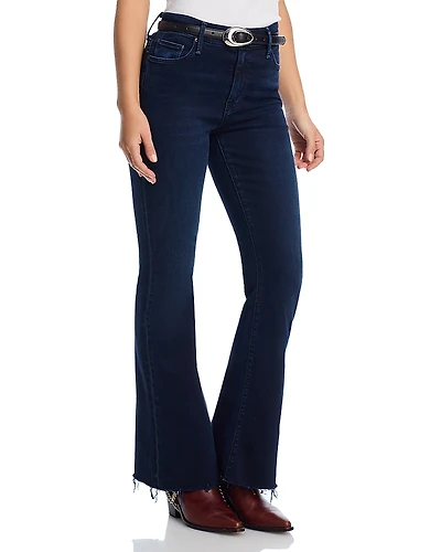 Mother Petites Lil Weekender High Rise Flared Jeans