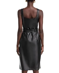 Button Front Faux Leather Tank Dress