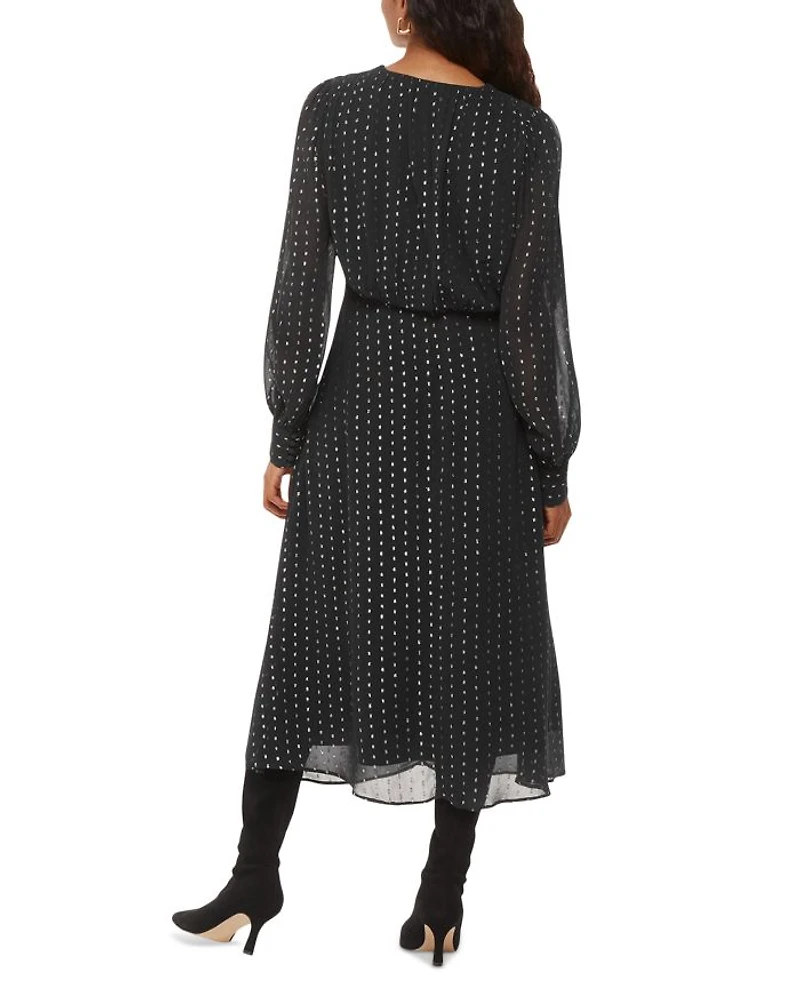 Petites Metallic Stripe Midi Dress