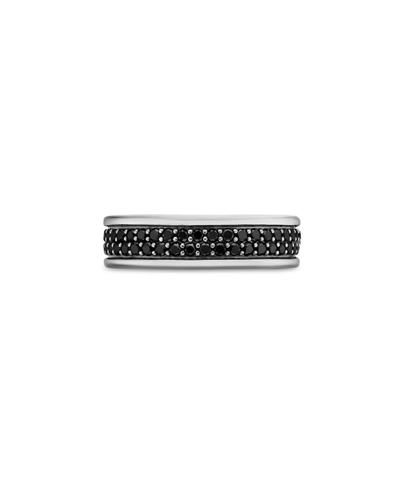 Men's Streamline® Two Row Band Ring Sterling Silver with Black Diamonds, 6.5mm
