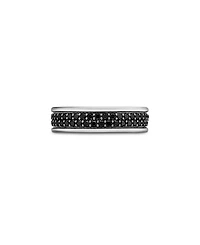 Men's Streamline® Two Row Band Ring Sterling Silver with Black Diamonds, 6.5mm