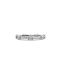 18K White Gold Cable Collectibles Diamond Stack Rings