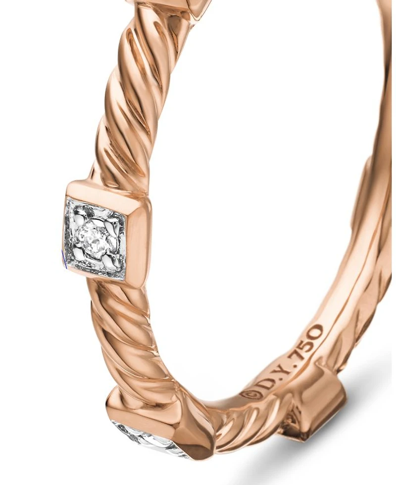 Cable Collectibles Stack Ring 18K Rose Gold with Diamonds