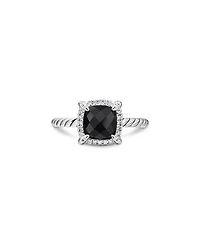 David Yurman Sterling Silver Petite Chatelaine Ring with Black Onyx & Diamonds