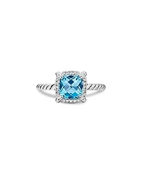 David Yurman Sterling Silver Petite Chatelaine Ring with Blue Topaz & Diamonds