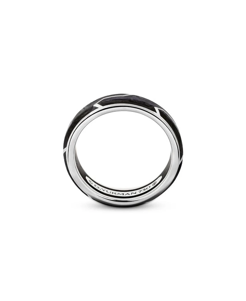 Men's 18K White Gold Forged Carbon 6mm Band