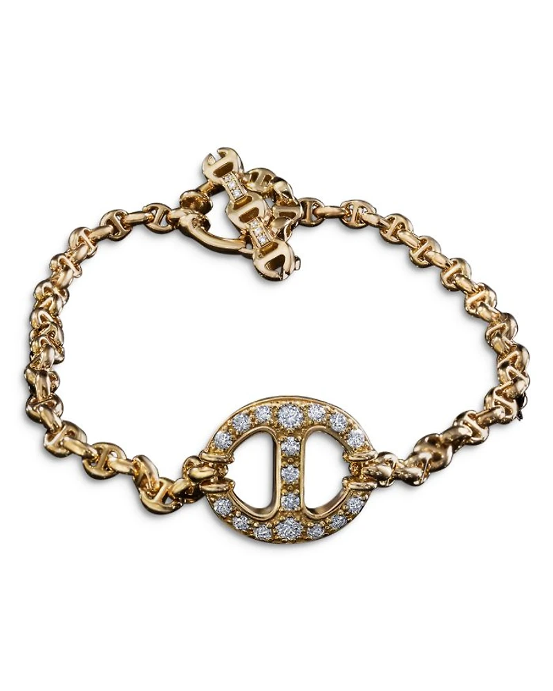 18K Yellow Gold Micro Chain Bracelet with Diamonds, 0.40 tcw