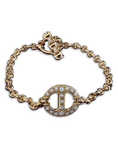 Hoorsenbuhs 18K Yellow Gold Micro Chain Bracelet with Diamonds, 0.40 tcw
