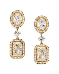 Nadra Radiant Cubic Zirconia Halo Double Drop Earrings