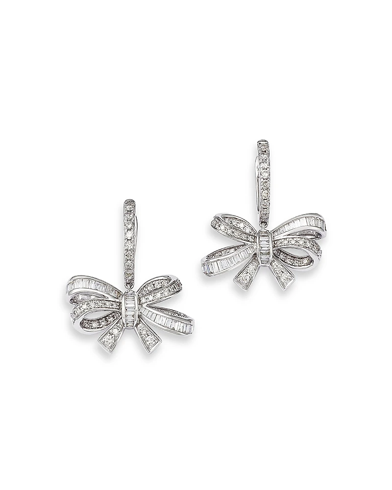 Bloomingdale's Fine Collection Diamond Round & Baguette Bow Drop Earrings