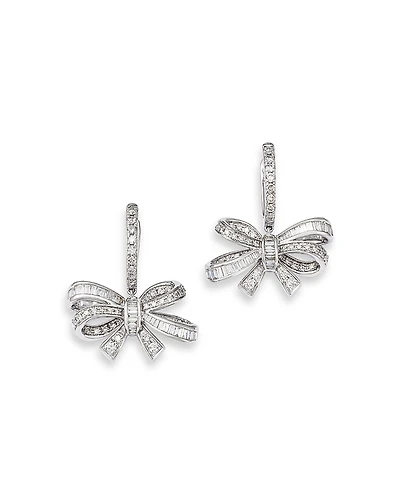 Bloomingdale's Fine Collection Diamond Round & Baguette Bow Drop Earrings