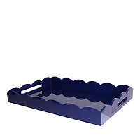 Addison Ross Navy Scalloped Ottoman Tray, 26 x 17