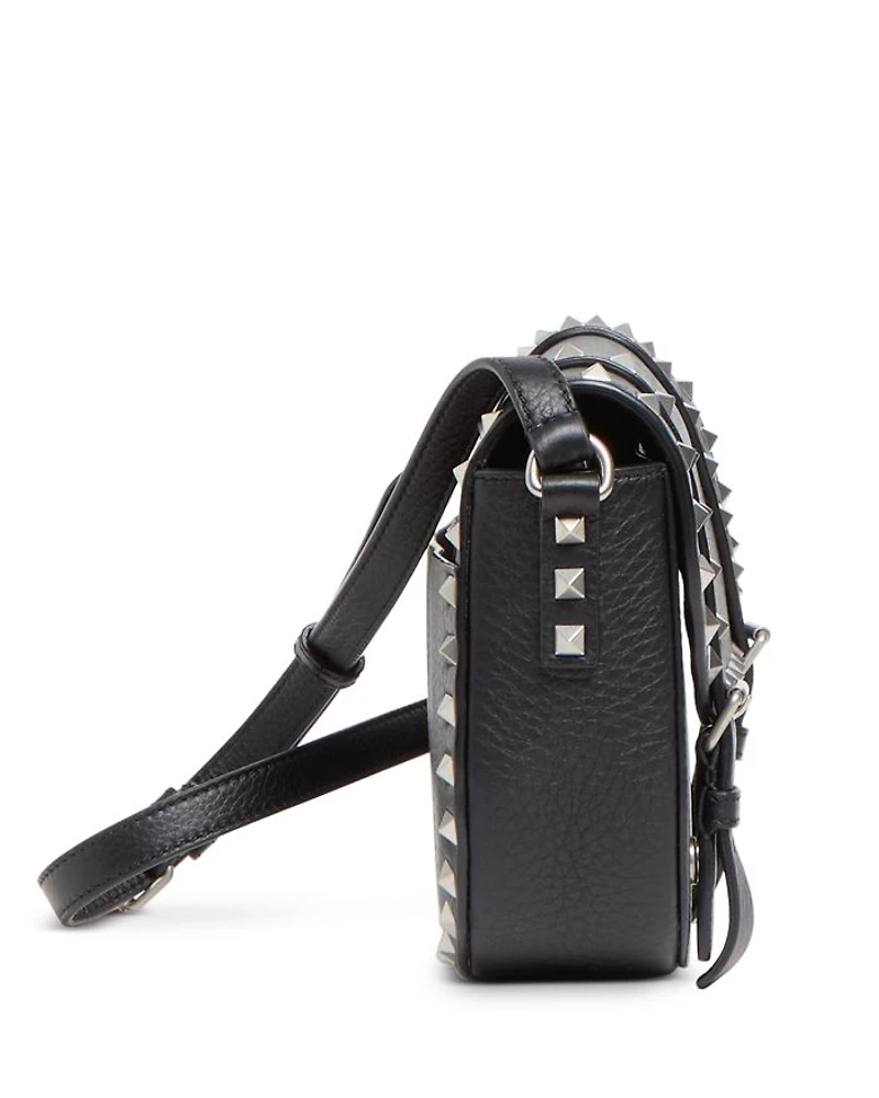 Rockstud Textured Leather Messenger Bag