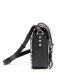 Rockstud Textured Leather Messenger Bag