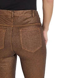 Metallic Coated High Rise Ankle Straight Jeans Copper
