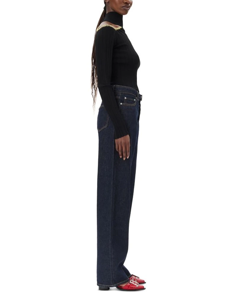 Izey Belted Wide Leg Jeans Rinse