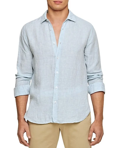 Giles Linen Textured Tailored Fit Button Down Shirt