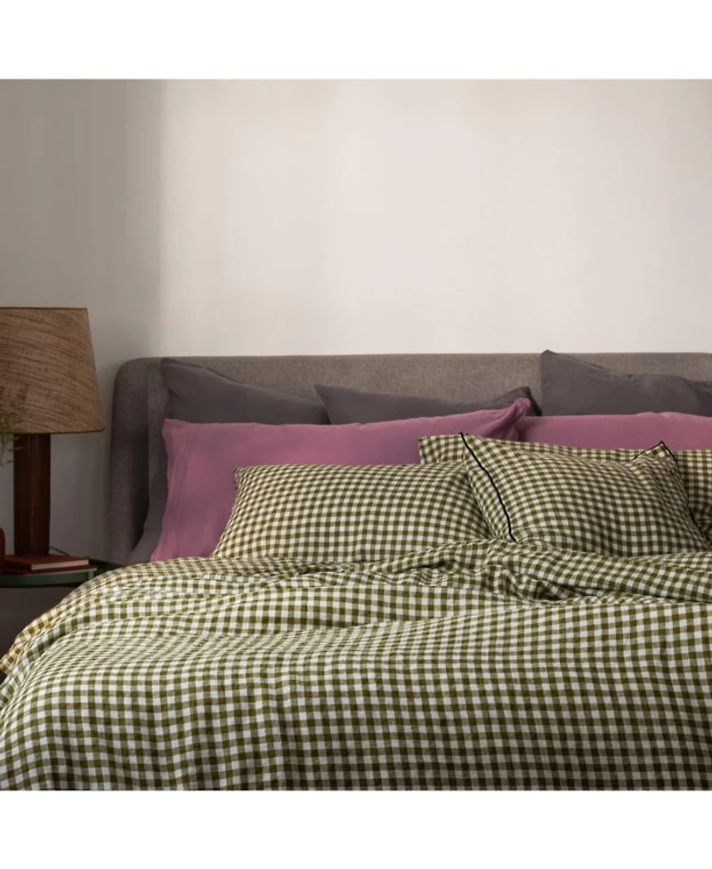 Gingham Linen Flat Sheet