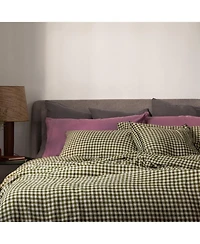 Gingham Linen Flat Sheet