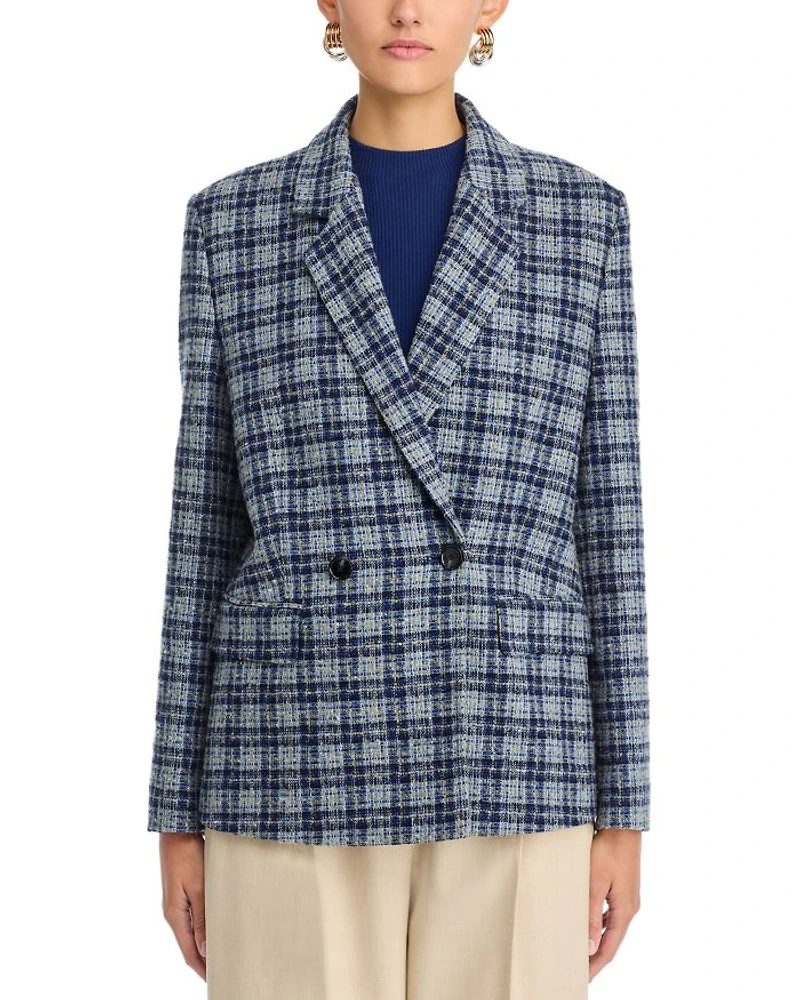 Check Double Breasted Blazer