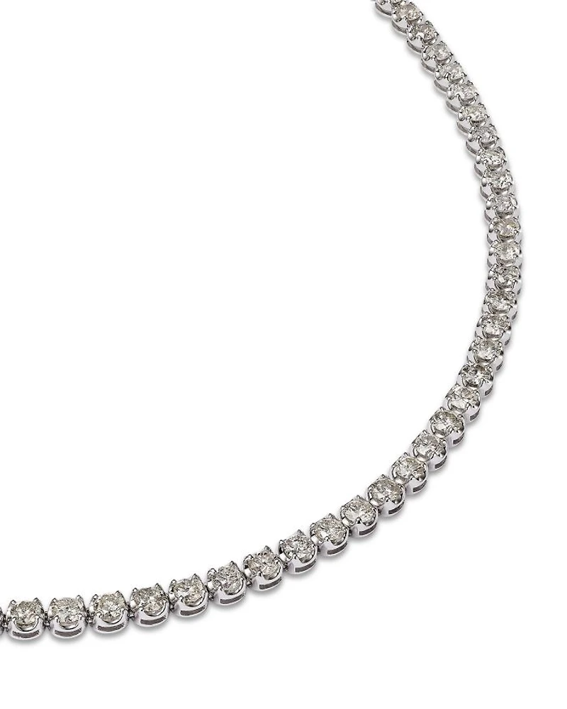 Diamond Crown Set Tennis Necklace 14K Yellow Gold and White Gold, 10.0 tcw