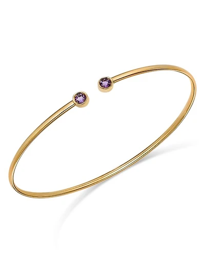 14K Yellow Gold Amethyst Cuff Bangle Bracelet