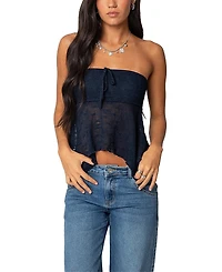 Edikted Embroidered Sheer Strapless Top