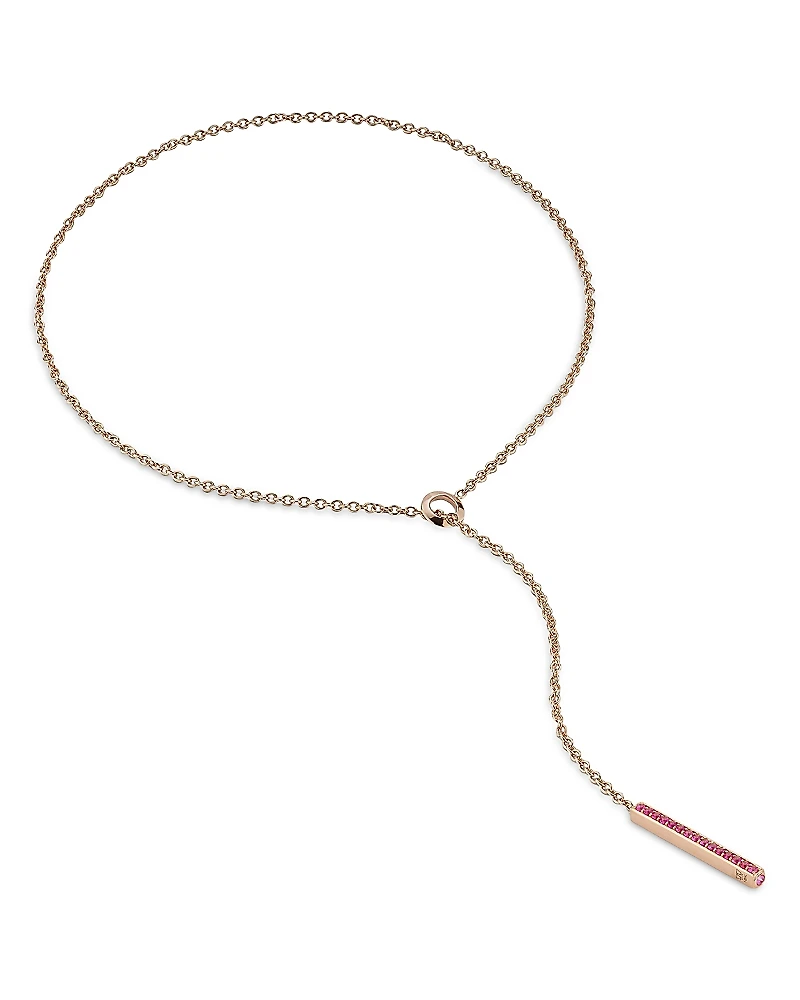 Walters Faith 18K Rose Gold Pink Sapphire Linear Bar Lariat Necklace, 18