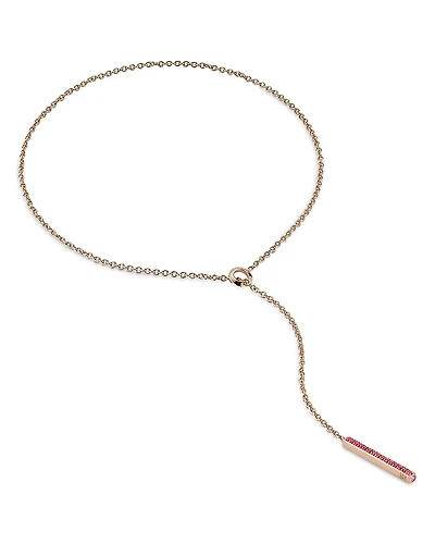 Walters Faith 18K Rose Gold Pink Sapphire Linear Bar Lariat Necklace, 18