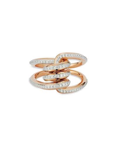 18K Rose & White Gold Huxley Diamond Coil Link Ring