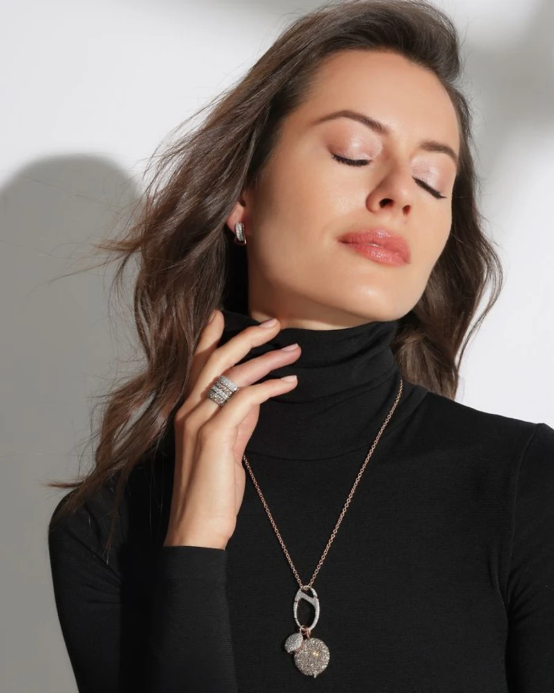 18K Rose Gold Diamond Pavé Charm Holder Pendant
