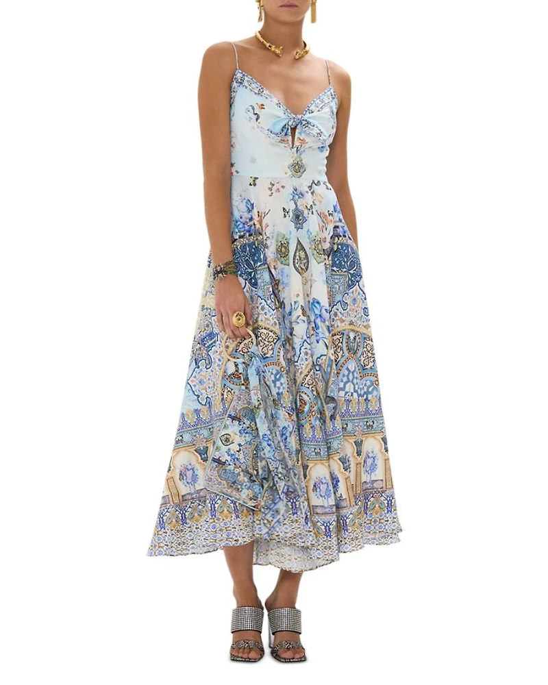 Printed Linen Tie Front Dress Al Manial Palace Memoirs
