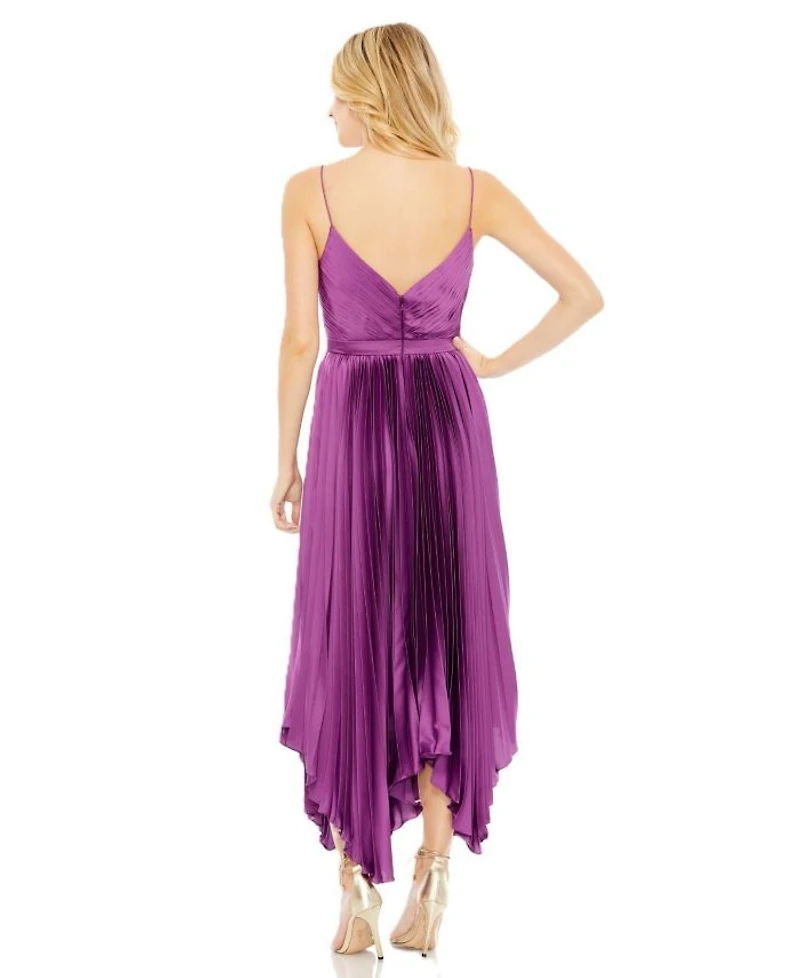 Pleated Satin Flowy Midi Dress