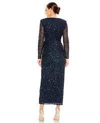 Long Sleeve V-Neck Sequin Dress