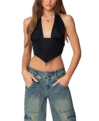 Edikted Open Back Triangle Halter Top