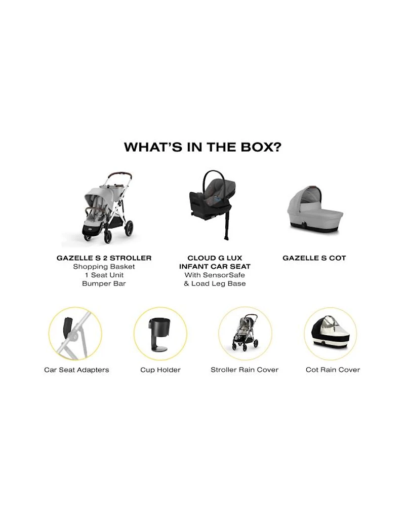 Gazelle S 2 Single to Double + Cloud G Lux Travel System with Cot