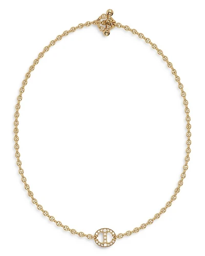 18K Yellow Gold Micro Chain Necklace with Diamonds, 16"