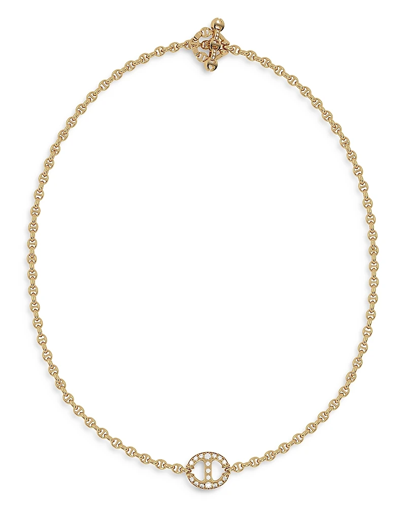 Hoorsenbuhs 18K Yellow Gold Micro Chain Necklace with Diamonds, 16
