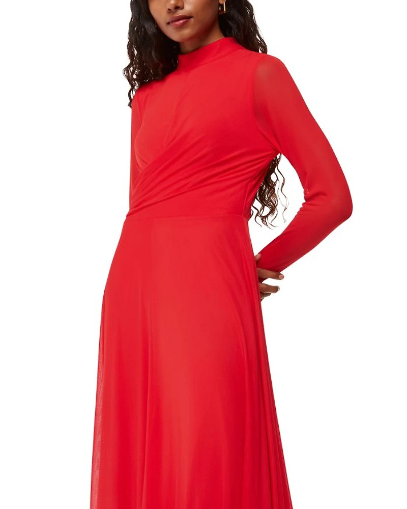 Petite Arabella Ruched Mesh Dress