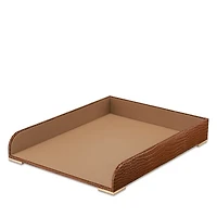 Classic Croc Embossed Leather Paper Tray in Chestnut