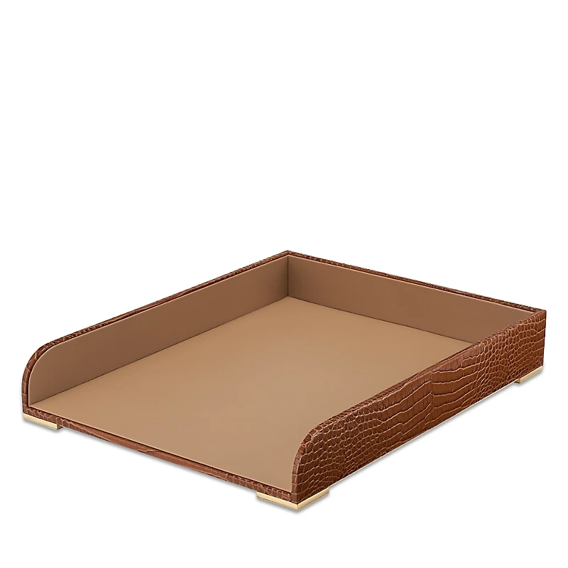 Aerin Classic Croc Embossed Leather Paper Tray