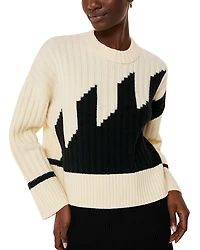 Whistles Graphic Intarsia Wool Blend Crewneck Knit Sweater