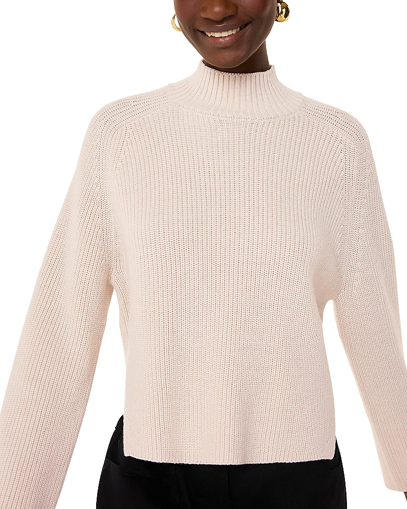 Whistles Side Split Wool Blend Mock Neck Knit Sweater