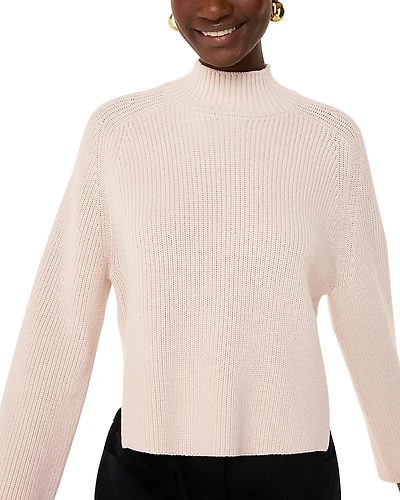 Whistles Side Split Wool Blend Mock Neck Knit Sweater