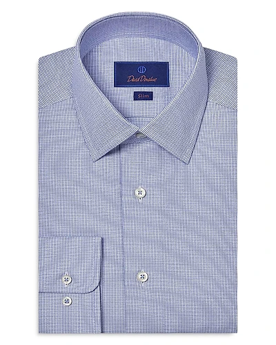 David Donahue Slim Fit Printed Dobby Dress Shirt