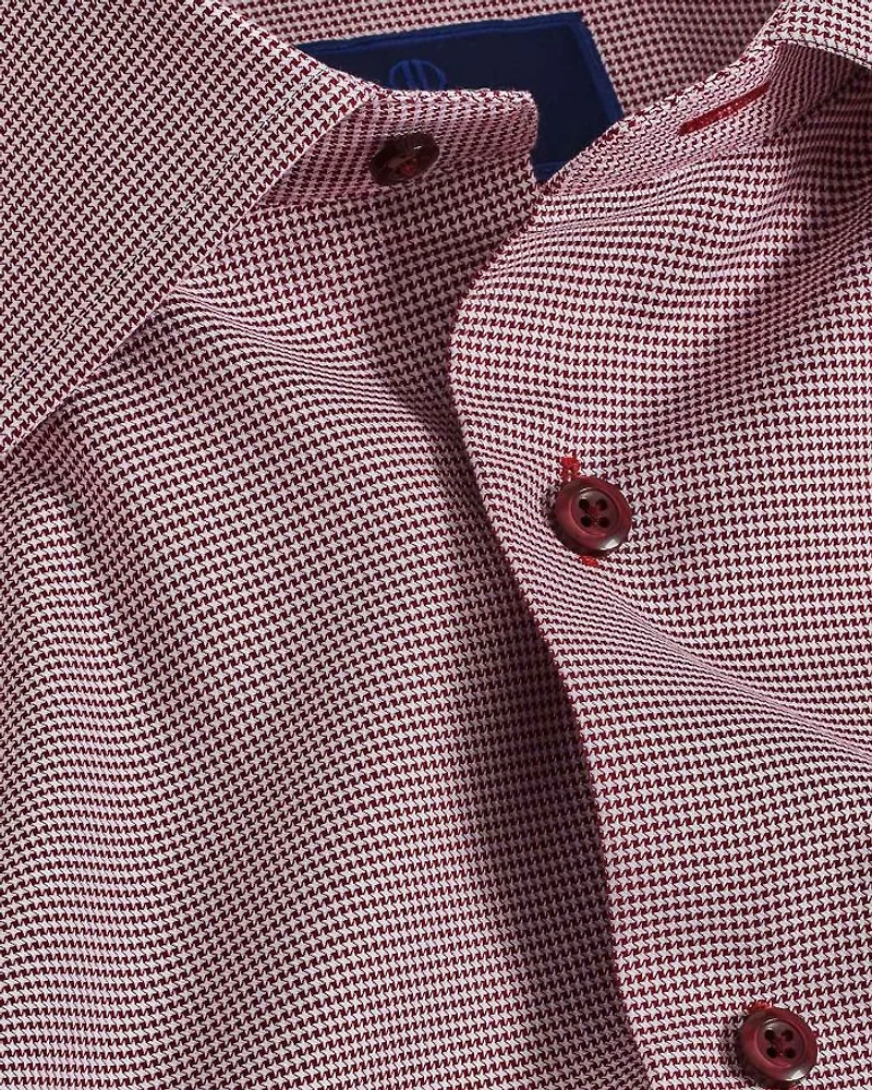 Trim Fit Micro Houndstooth Dress Shirt